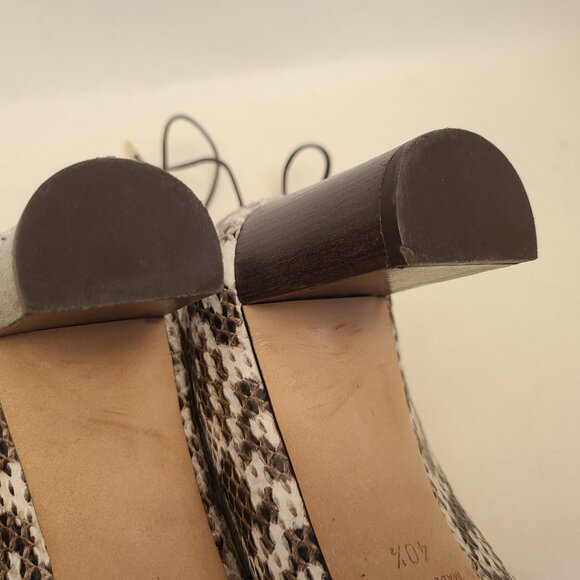 Jimmy Choo Ivory/Brown Snakeskin Open Toe Sandals Pumps Lace Up EU 40.5 - Picture 11 of 16